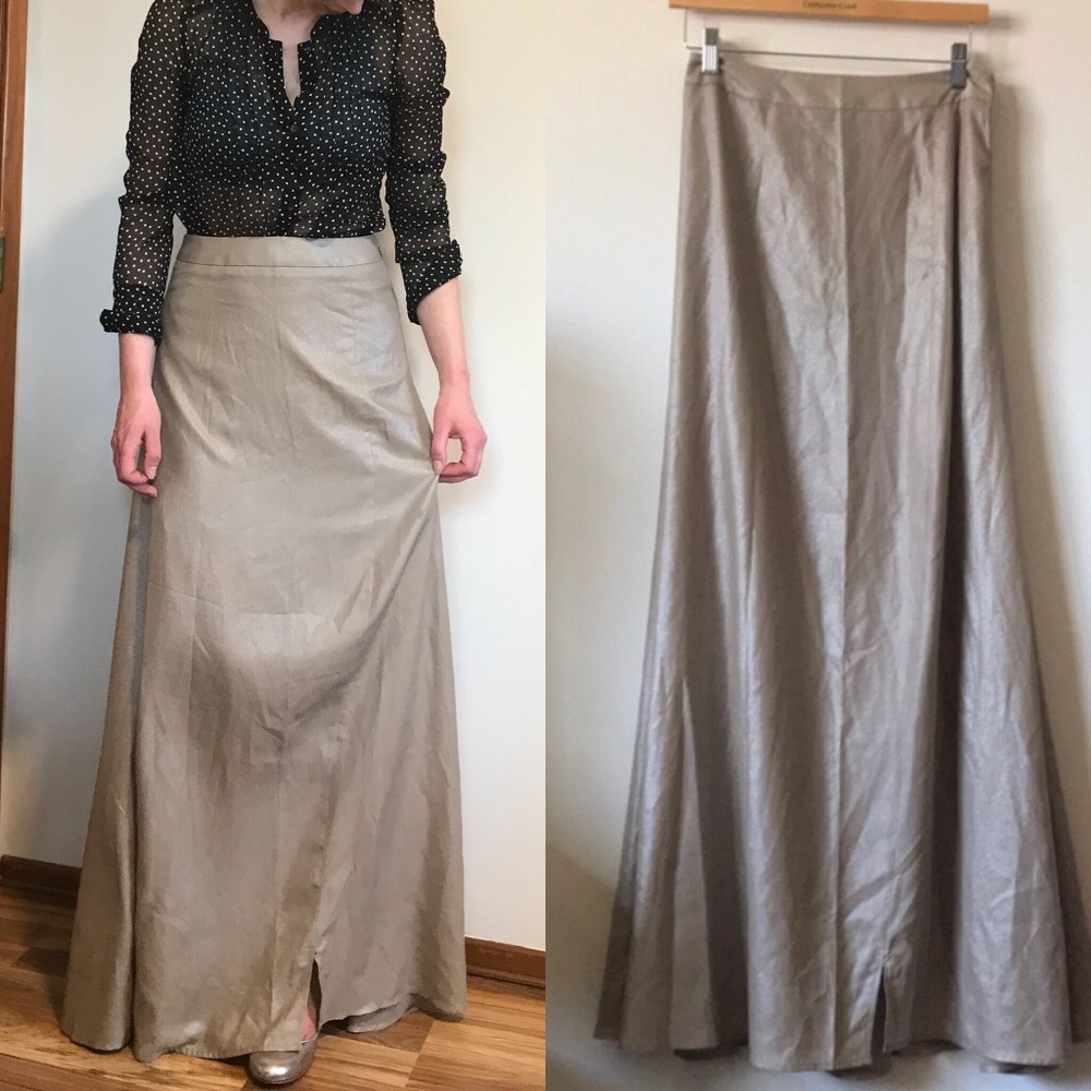 Express • Metallic Gold Full Length Skirt